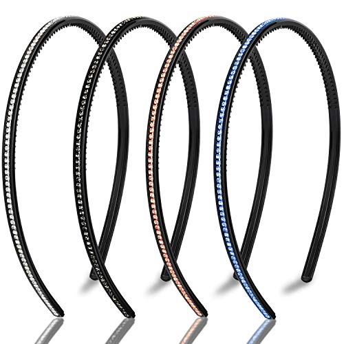 4 Pieces Wave Rhinestone Headbands Teeth Comb Headbands Comb Crystal Hair Hoop for Women Girls (Style 6)