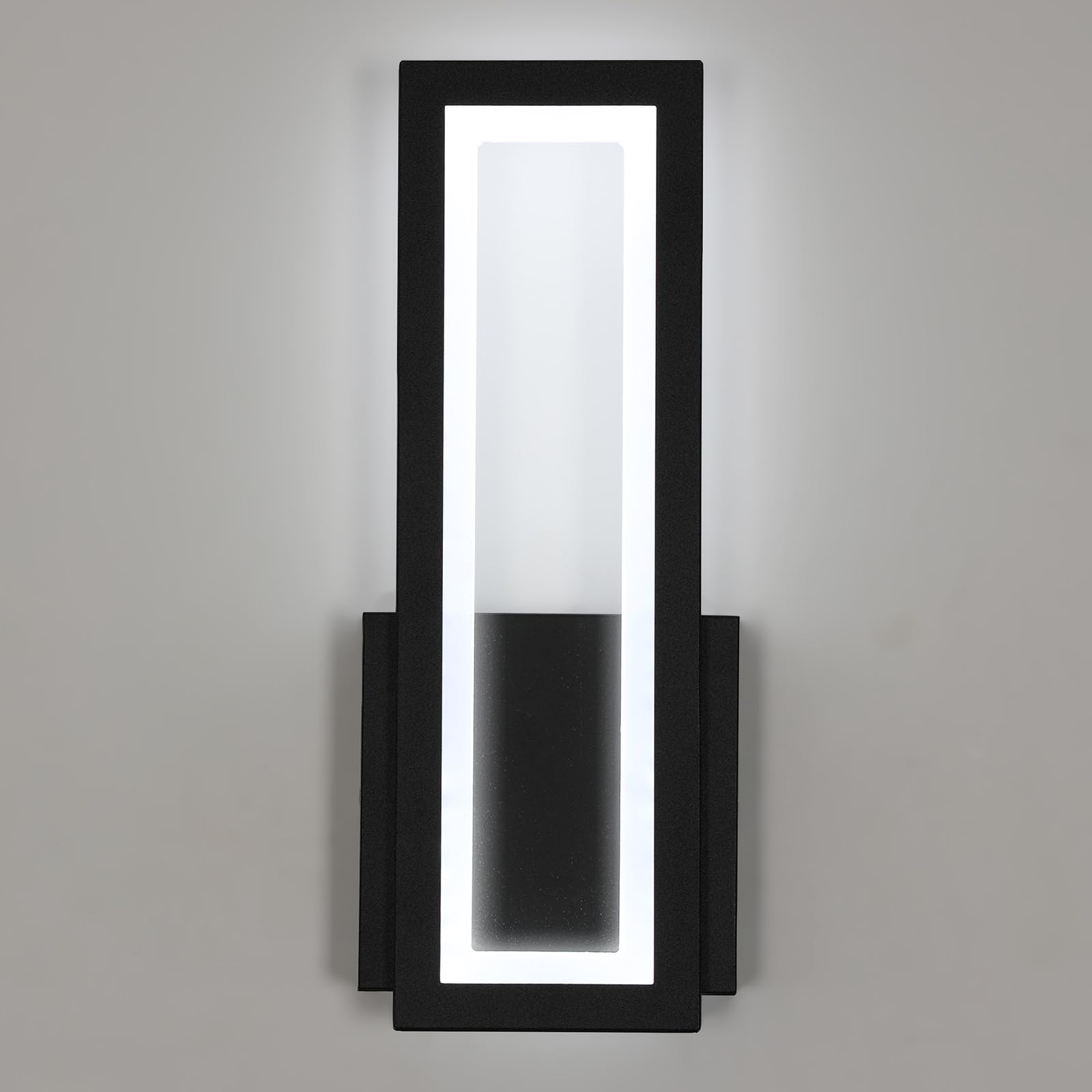 Lámpara de Pared LED Interior, Apliques de Pared 16W 1800LM, Luz de Pared Negro Moderna en Acrílico, Iluminación de Pared Dormitorio Blanco Frio 6500K para Sala de Estar Pasillo Escalera 32CM