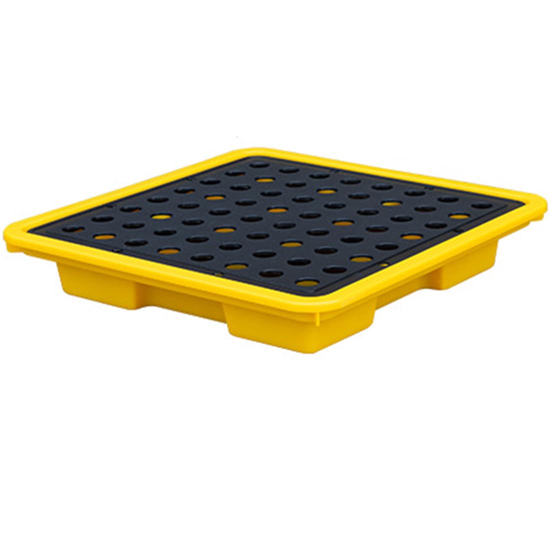JKJZSALJ Heavy Duty Polyethylene Spill Containment Tray For 1/2/4 Drums - Leak Proof Oil & Chemical Prevention Pallet With Grating, Durable,33.5 * 33.5 * 5.5cm