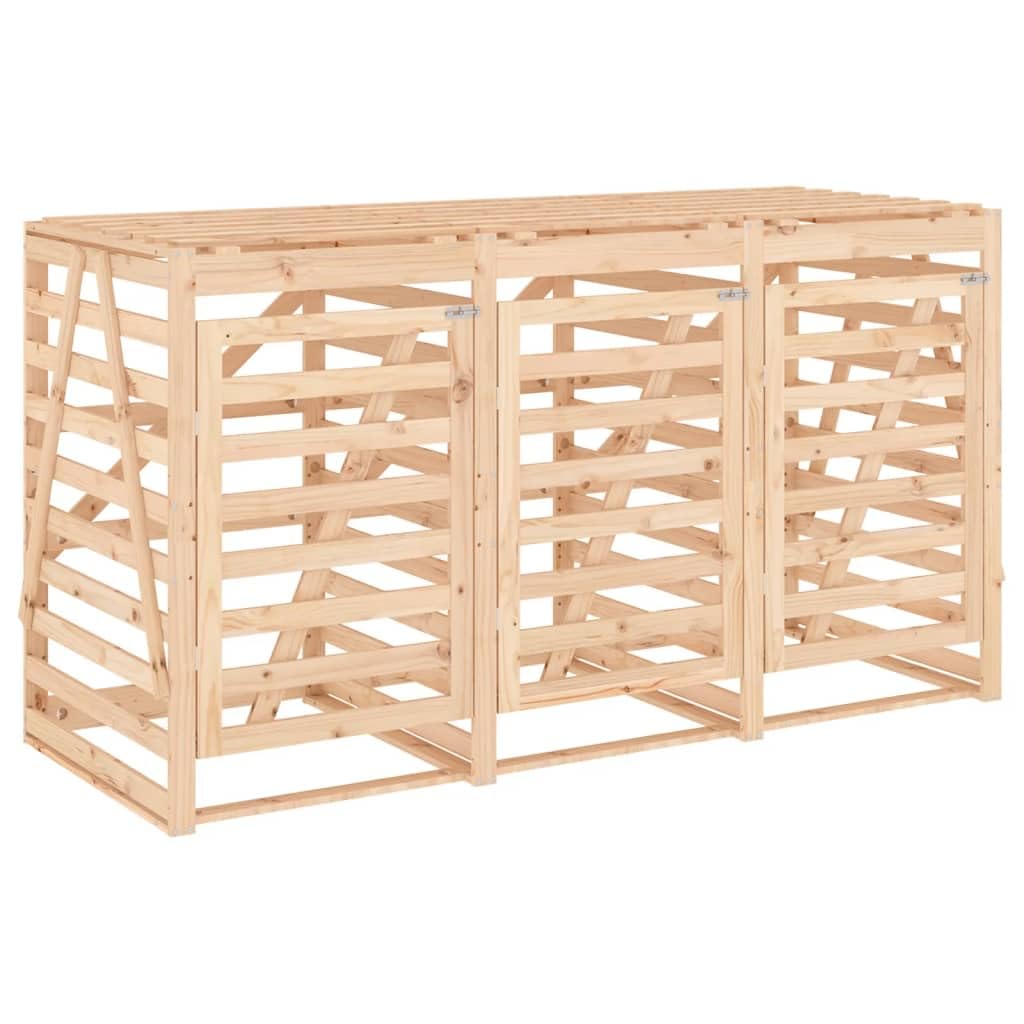 vidaXL Mülltonnenbox für 3 Tonnen Massivholz Kiefer