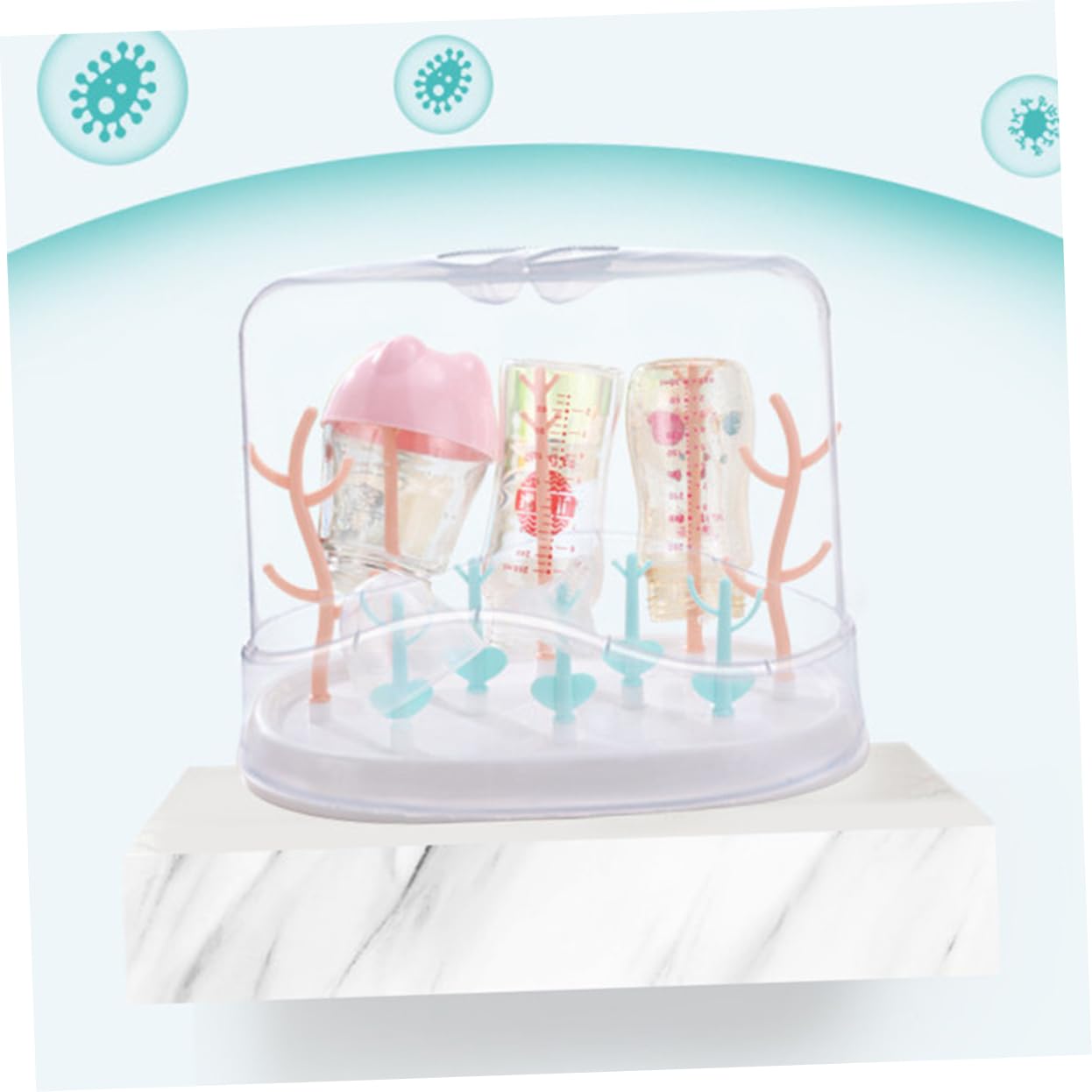 IMIKEYA Multifunktionales Babyflaschen Trockengestell mit Abdeckung Flaschenständer für Milchflaschen Glasflaschen Sicherer PP Material Transparent für Trocknung Aufbewahrung von