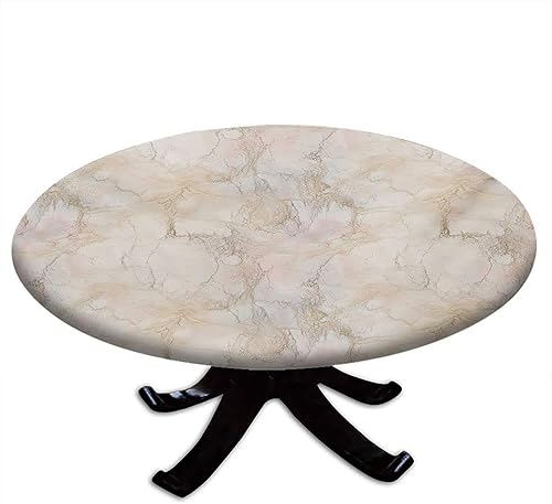 Mantel redondo ajustable de mármol, arte con motivos de mármol, borde elástico, impermeable y lavable, adecuado para fiestas de cocina, restaurante,