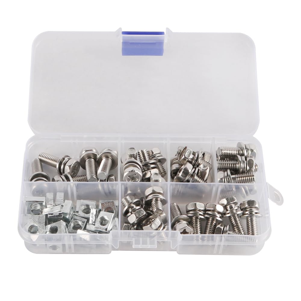 Muiltvoe 30 Motorcycle Battery Terminal Bolts Stainless Steel M6x10/12/16/18/20mm Battery Bolts and Nuts for Scooter Motorcycles 304 Stainless Steel Bolt Nut Set