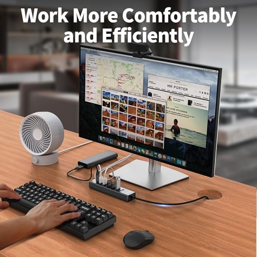 Image of 6Ft 7-Port USB Hub 3.0 for Desktop, 4 USB-A & 3 USB-C Ports Aluminium 5Gbps USB Extender Hub, USB Splitter, USB Hub Long Cable for Desktop, PC, Flash Drive, Mobile HDD SSD, Windows /XPS