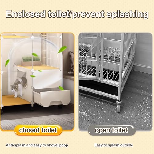 Grand parc pour chat cages d'intérieur avec bac à litière modulable