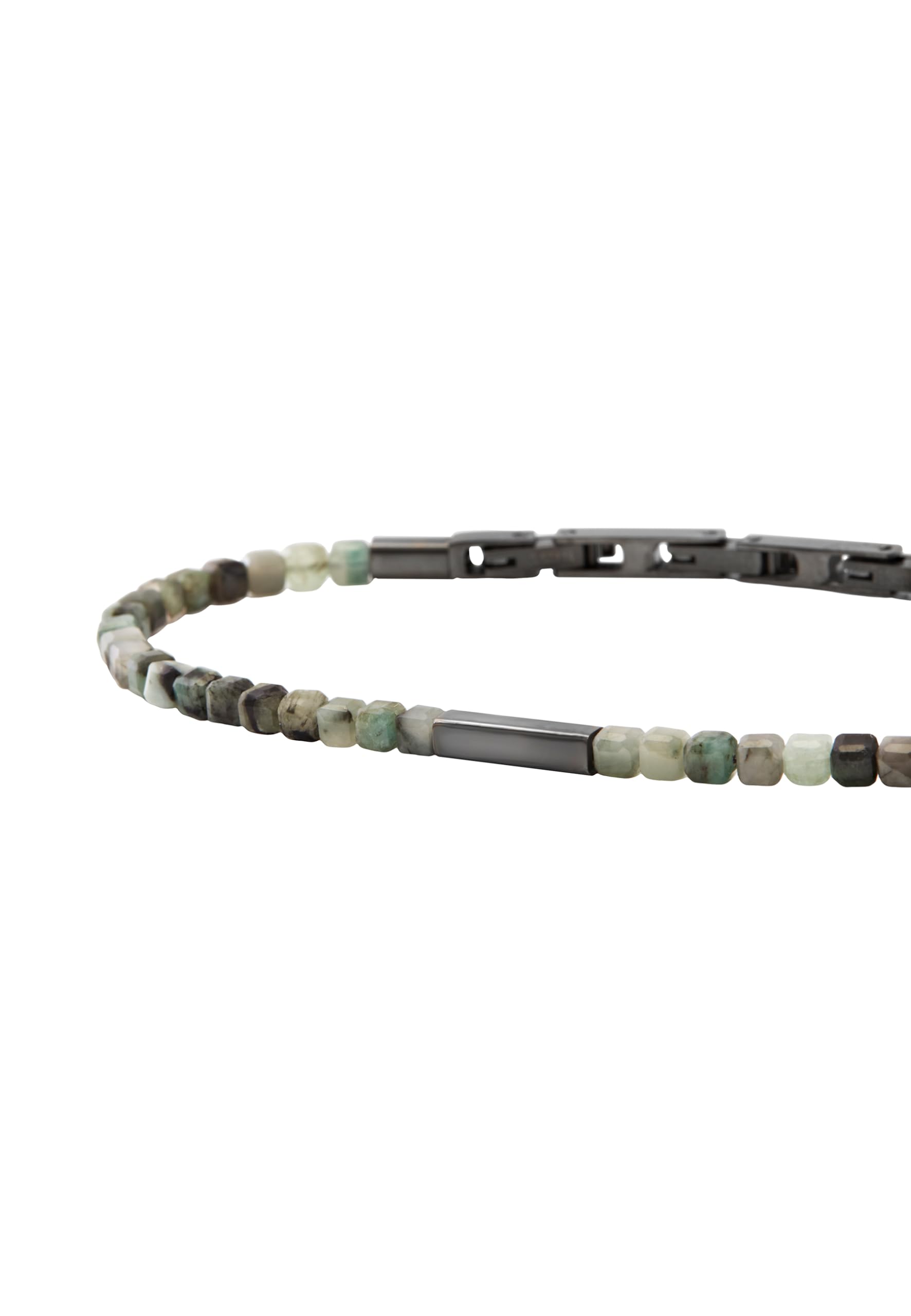 Breil, Priam Collection, Herrenarmband aus Edelstahl in der Farbe Gun mit Zentralem Element und Leuchtenden Edelsteineinsätzen, Schmuckverschluss, Verstellbare Länge 17-22 cm, Geschenkidee für Männer