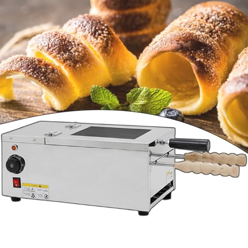 Kamin-Kuchenrollen-Ofen-Maker, Mini-Kreis-Brotbackautomat 110 V 220 V Doppel-Edelstahl-Form, Spiegelrumpf-Kamin-Wickler, Kommerzielle Brotmaschine,110V