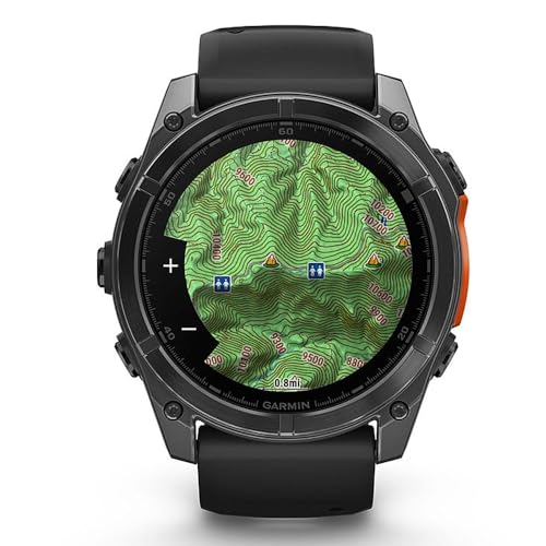 Image of Garmin Fenix 8 51mm AMOLED Multisport GPS Smartwatch, Slate Gray with Black Silicone Band, 010-02905-00 - Bundle w /Deco Essentials Charging Dock, Dust Cover and USB-C Cable