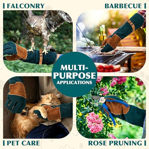 Image of HANDLANDY Animal Handling Gloves, Bite-Proof, Scratch-Resistant, Pet Gloves for Dogs, Cats, Falconry, Gardening