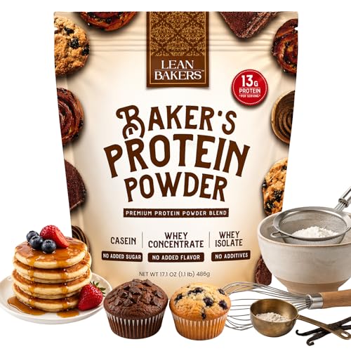 Leanbakers, Baker's Protein Powder Pure Natural Protein Blend, Whey Isolate, Whey Concentrate, Casein, Gluten Free, No Sweeteners, Unflavored, 17.1 Oz, For Baking High Protein Low Calorie Snacks