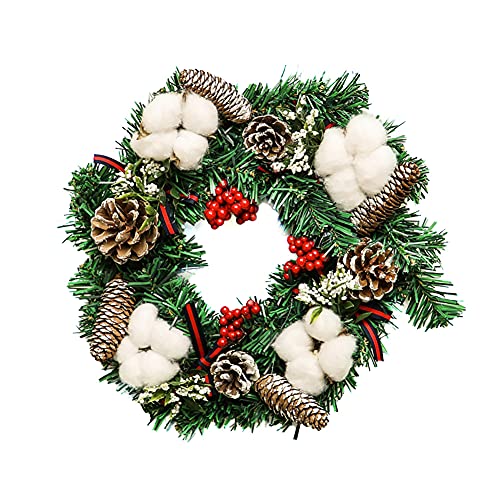 Couronne de Noël artificielle sans perte d'épines pour porte d'entrée et mur