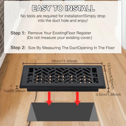 4x10 Inches Heavy Duty Walkable Floor Vent Covers for Home, Matte Black by FamEaze - Used condition - Image 6