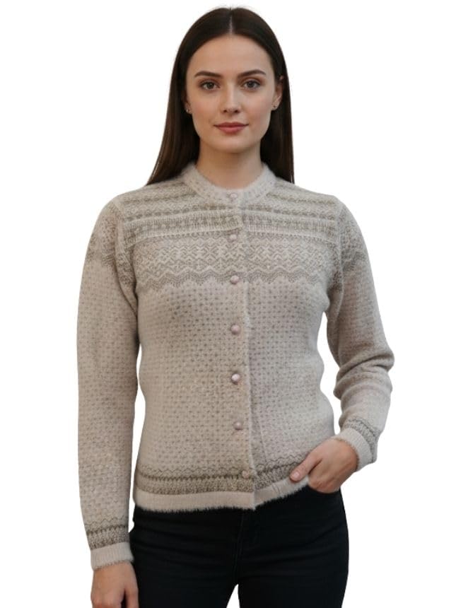 Women Nylon Self Design Full Sleeve | Round Neck | Button Front Winter Cardigan Sweater-image-42