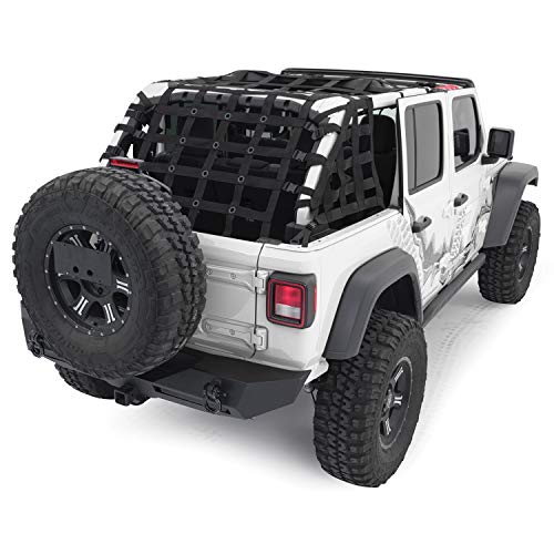 Razer Auto Black Cargo Net Rear Restraint Net Trail System for 2018 to 2021 Jeep Wrangle JL