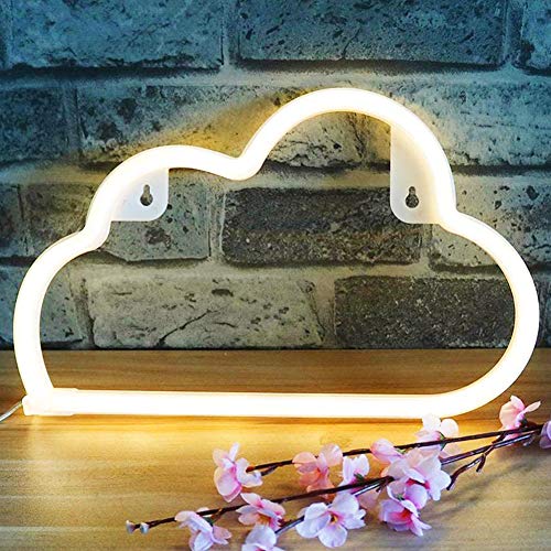 XIYUNTE Cloud Light Neon Signs Led Neon Wall Light Battery or USB Operated Neon Light Sign Led Neon Lights White Cloud Lamp Light up for The Home,Kids Room,Bar,Festive Party,Christmas,Wedding