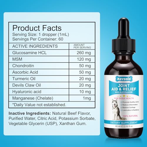 Joint Supplements for Dogs 60ml Natural Dog Joint Supplements With Glucosamine And Chondroitin, Dogs Arthritis Pain Relief - Image 3