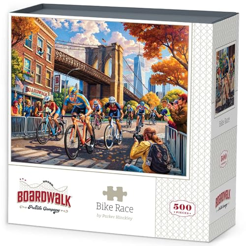 Boardwalk Puzzles Bike Race - 500 Piece Jigsaw Puzzle for Adults, Made in USA