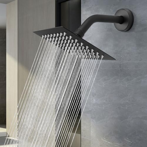 NearMoon Rain Shower Head, High Flow Stainless Steel Square Rainfall Shower, High Pressure Design, Awesome Shower Experience Even At Low Water Flow (6 Inch, Matte Black) by NearMoon - Image 7