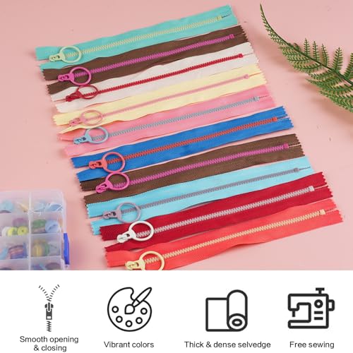 20 Stück Reißverschluss 20 cm, 10 Farben Harz Reissverschluss, 3.2 cm Breit Reißverschlüsse mit Metall Ring, Reißverschluss für Nähen, Kleidung, Tasche, Handwerk
