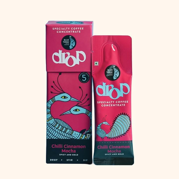 Drop Chilli Cinnamon Mocha | Liquid Coffee Concentrate | 100% Arabica | Ready to Use Coffee | Hot or Cold | Pack Of 5 Sachets | 20ML Each | Instant Coffee