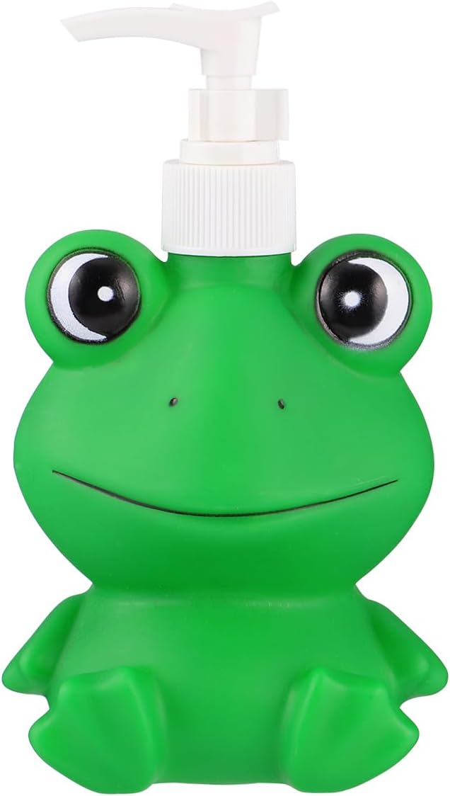 Frog Refillable Hand Soap Pump Dispenser Lotion Shampoo Shower Gel Dispenser Bottle, Suitable for Bathrooms, Kitchen Countertops, Bathroom Accessories 11.8 OZ Cute Cartoon Animal Soap Dispenser Green 18X8X8CM