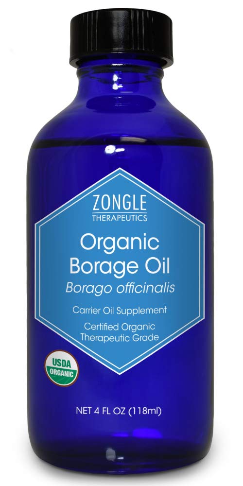 Zongle Therapeutics USDA Certified Organic Borage Oil, 18% GLA, Safe to Ingest, Cold Pressed, Borago.