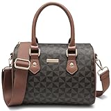 Leather Weekender Bag for Women - Lightweight Top Handle Satchel Crossbody Handbags with Detachable Long Strap (Dark Brown)