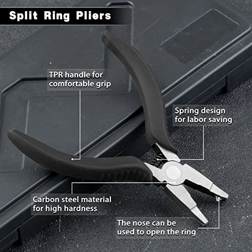 LEONTOOL Mini Split Ring Pliers for Jewelry Making 4 Inches Ring Opening Pliers Split Ring Opener Tool Precision Jewelry Making Tools for Split Ring Key Chain Crafting Jump Ring Opener - Image 2