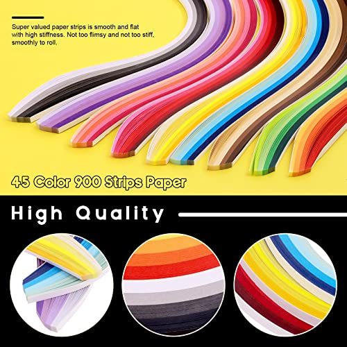 Mardatt 64 Pcs Complete Paper Quilling Kits, 45 Colors 900 Strips Paper with Necessary Tools for Beginners, Advanced Quiller, DIY Handcraft Quilling Set - Image 4