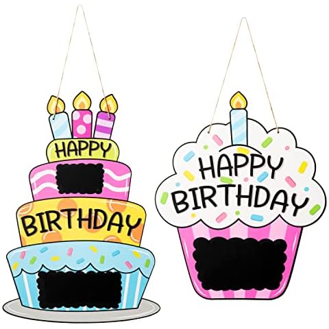 2Pcs Birthay Cupcake Cake Wood Personalized Name Hanging Welcome Door Sign Cover