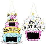 2Pcs Colorful Happy Birthday Wooden Door Decor Birthday Personalized Name Hanging Welcome Decor Birt