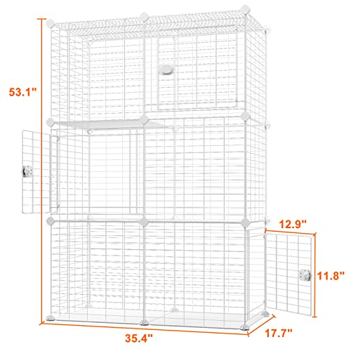 Eiiel 3-Tier Cat Cages Indoor Diy Playpen Detachable Metal Wire Kennels Crate Large Exercise Place Ideal For 1-2, White, El-571A #TOP1