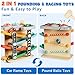 AmazingJoy Wooden Car Ramp Race Track 2-in-1 Pound Ball Toddler Toy Ball Drop Baby Toy Set Gift for 1 2 3 Year Old Boys Girls Montessori Developmental Learning Activity Interactive Birthday Present