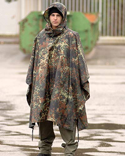 Mil-Tec Regenponcho Unisex • US Poncho aus reißfestem Ripstop Material • Mehrzweck Regenponcho Herren & Damen • Wasserdicht & extra lang • Als Outdoor Regenjacke, Regencape, Nässeschutz, Regenmantel