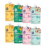 Cerebelly Baby Food Pouches - Organic Veggie Purees Variety Pack (4 oz, Pack of 8) Toddler Snacks -