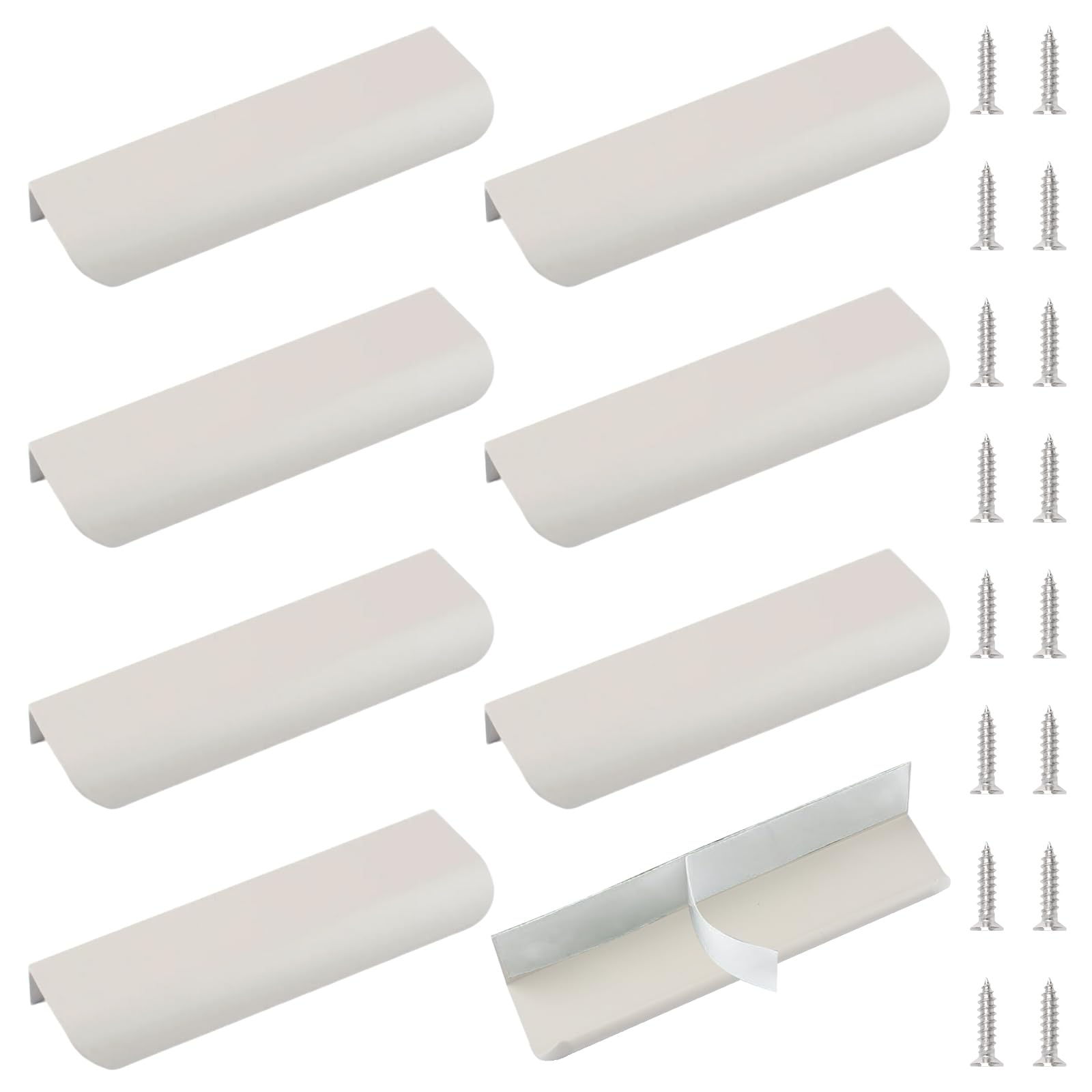 MOROBOR 8 Pcs Finger Edge Pull, Self-Stick Instant Cabinet Drawer Pulls Invisible Drawer Pulls Modern Style Drawer Handle for Cabinet Hardware Drawer Wardrobe, 150mm/Khaki — image 1