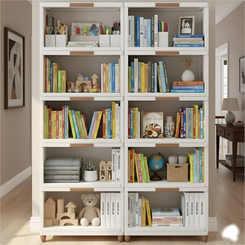 Image of mechdel Cupboard Rack for Clothes Plastic Cabinet for Storages Foldable Wardrobe for Clothes Plastic Cloth Rack for Storages Clothe Storage (Cupboard Rack-1 Door - White, 5+5 (Set))