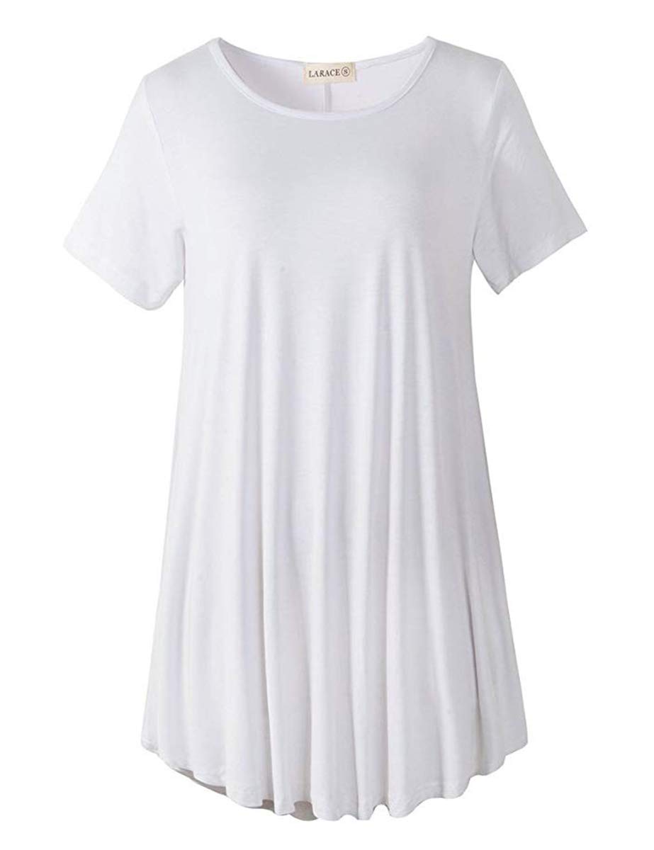 Women Short Sleeves Flare Tunic Tops for Leggings Flowy Shirt