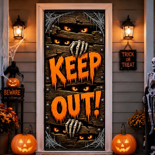 Image of Halloween Door Decorations - Halloween Keep Out Door Cover