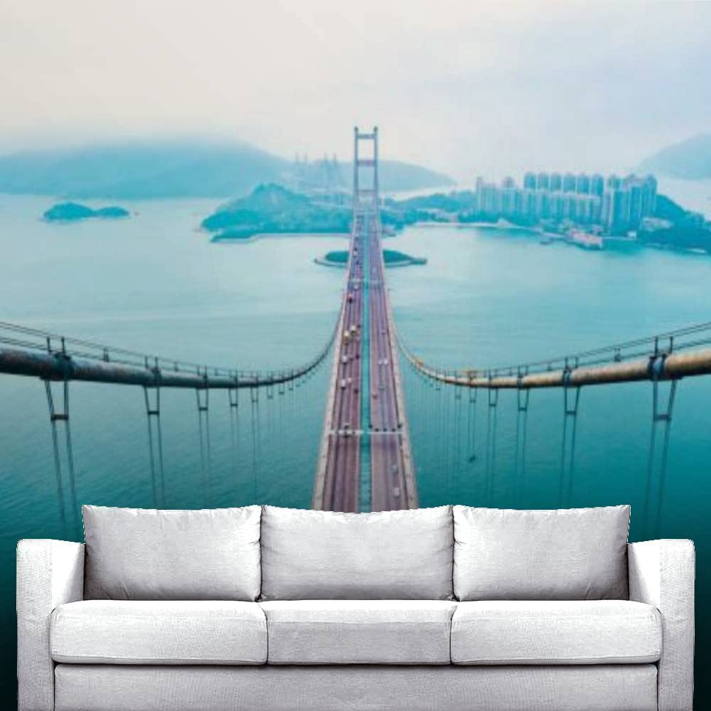 Wall Removable Mural Self Adhesive Peel and Stick Wallpaper Hong Kong Tsing Ma Bridge Posters Large Wallpaper for Home Decoration Covering Wall Film