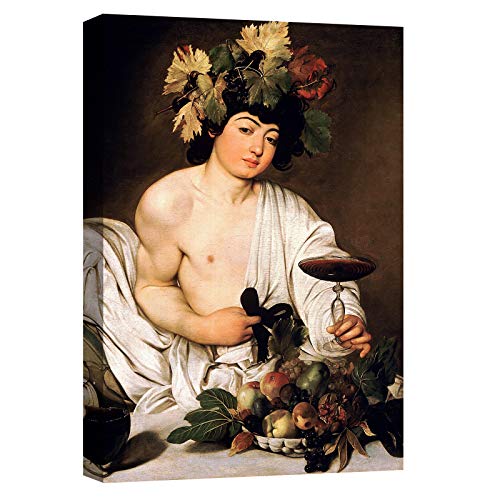 canvashop Quadri Moderni Soggiorno, Caravaggio Bacco 50x35 Cm, Quadro Camera da Letto, Stampe da Parete Su Tela Canvas, Arte, Famosi