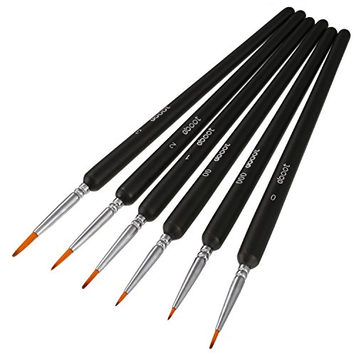 eBoot 6 Pieces Detail Paint Brush Set Miniature Brushes for Watercolor and Acrylic Painting (Black)