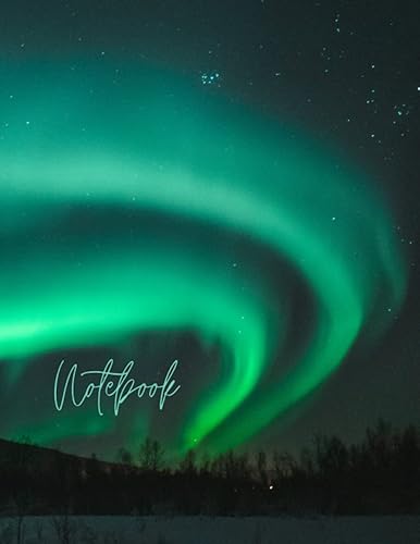 Swirly Aurora Borealis Notebook For School, Work or Home - 120 Lined Pages - 8.5" x 11"