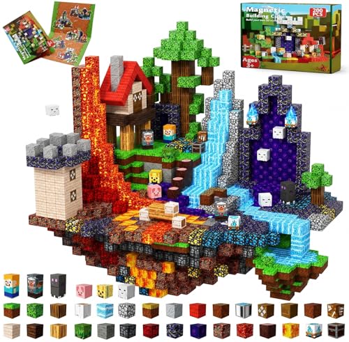 Cubes Magnétiques avec Portail Magique du Temps 200 Pièces Blocs de Construction Magnétiques dans la Forêt Enchantée avec Fées et Fantômes pour des...