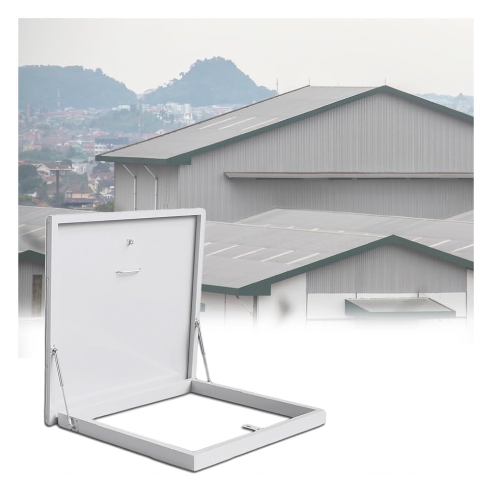 Klerdh White Skylights, Commercial Roof Hatch Door Skylight For Warehouses, With Support Rods(Lxw 85X85cm/33.5X33.5in)