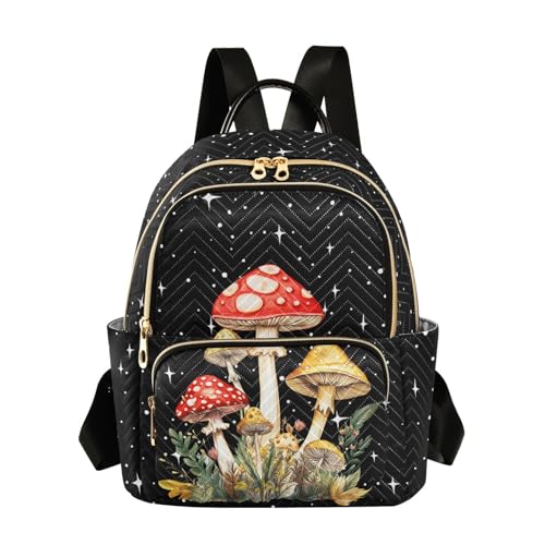 Image of Mushroom Quilted Backpack Purse for Women Fashion Small Backpack M | Shoulder Bag Travel Casual Daypack