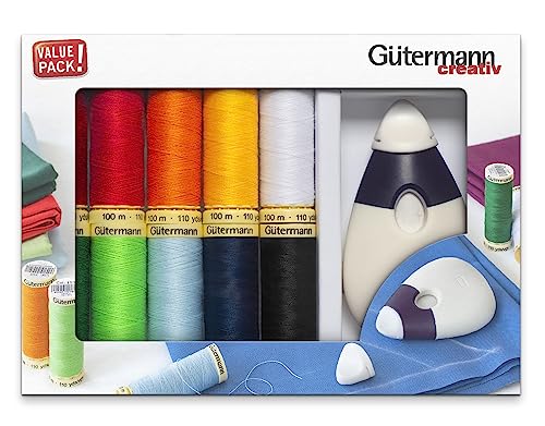 Gütermann - Gütermann (100m) Sew-All Thread Set including Chalk Wheel - 1 Set, Multicolor