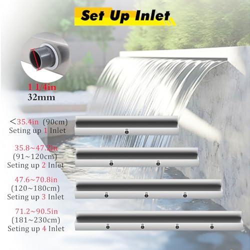 Cascada de pared sin salpicaduras con kit de acero inoxidable 304 para fuentes de patio 5