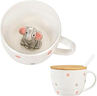 Gifts for Women Elephant Coffee Mug Unique Birthday Friendship Gifts for Women Her Funny Mugs Elephant Ornament Cute Mugs with Lid Tea Cups Novelty Christmas Xmas Gift for Best Friend Wife Present