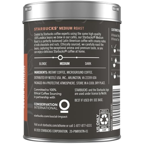 Image of Starbucks Premium Instant Coffee - Medium Roast - 100% Arabica - 1 Tin (up to 40 cups) (Pack of 2)